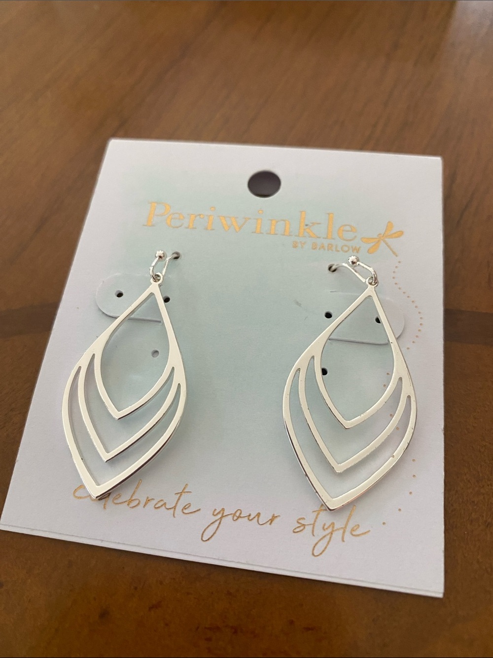 Periwinkle by Barlow Silver Layered Open Teardrop Earrings